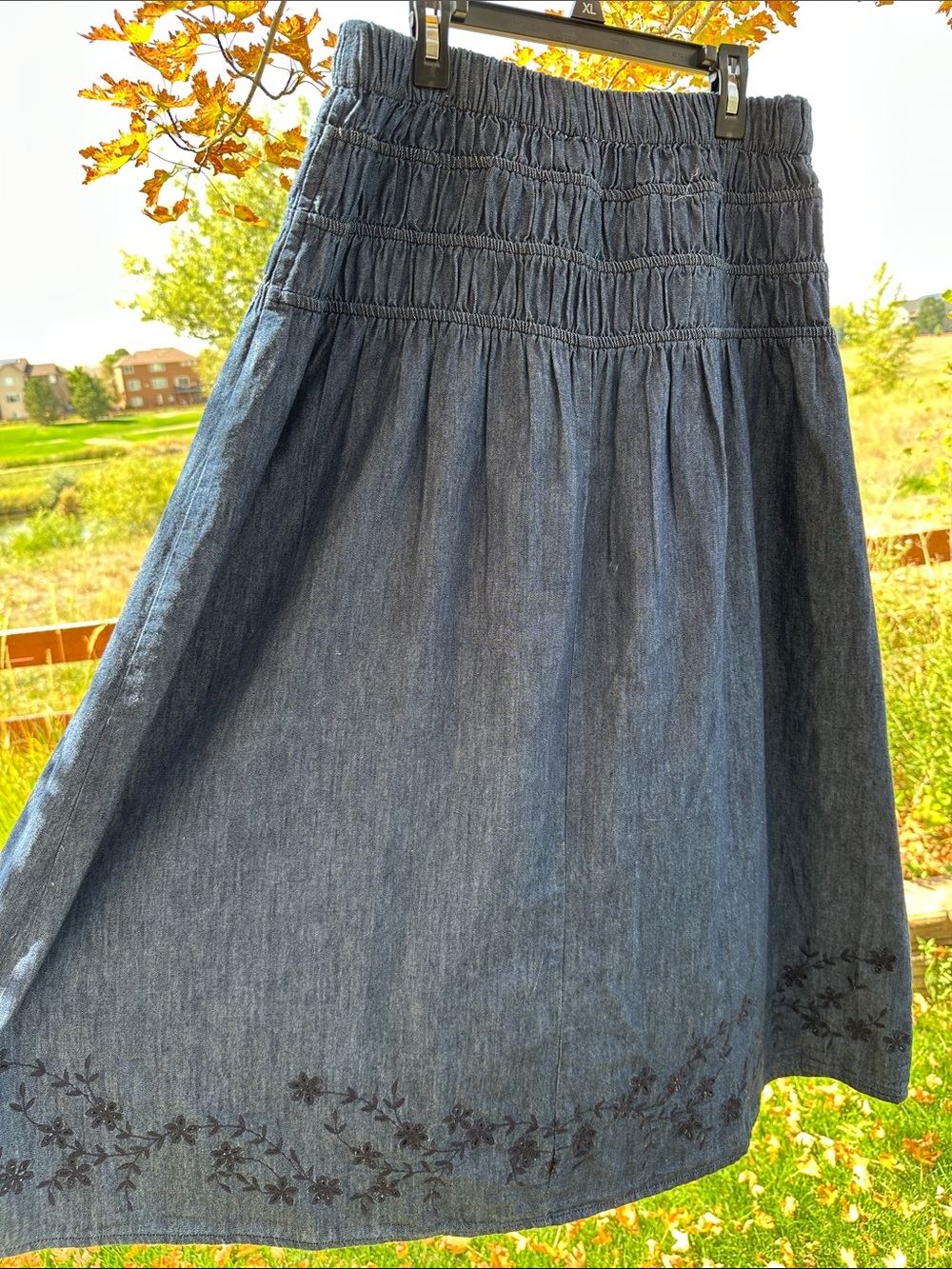 Denim Midi Skirt [Dark Blue]